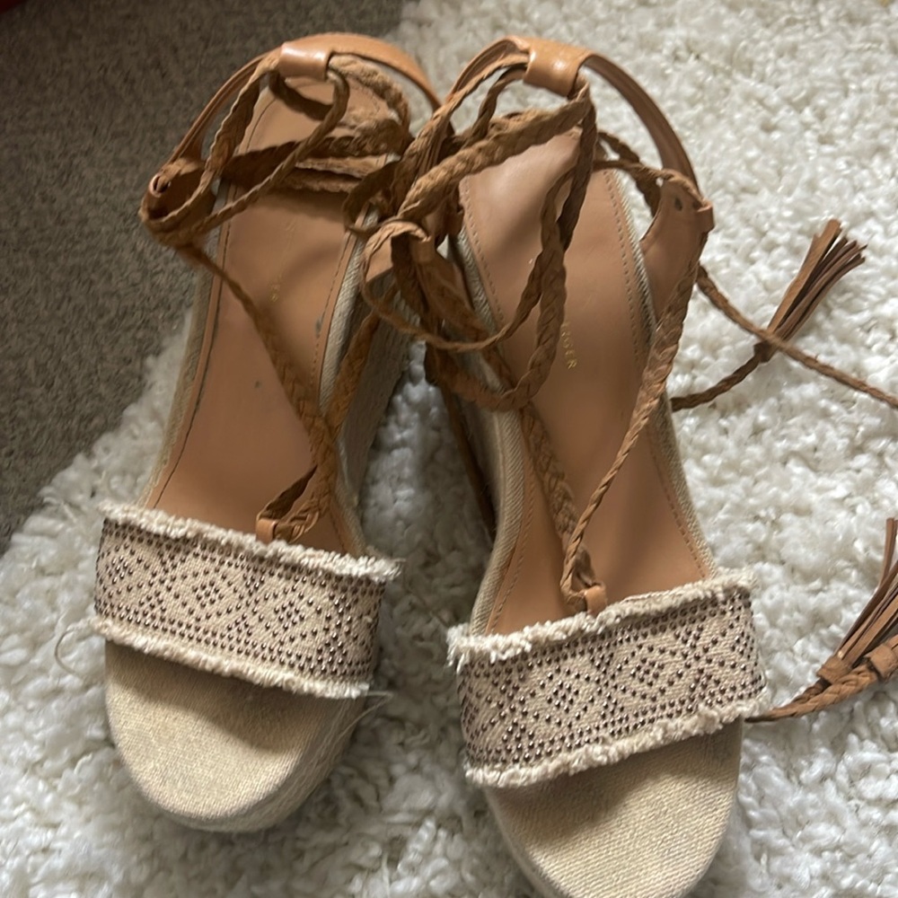 Espadrille lace up wedges